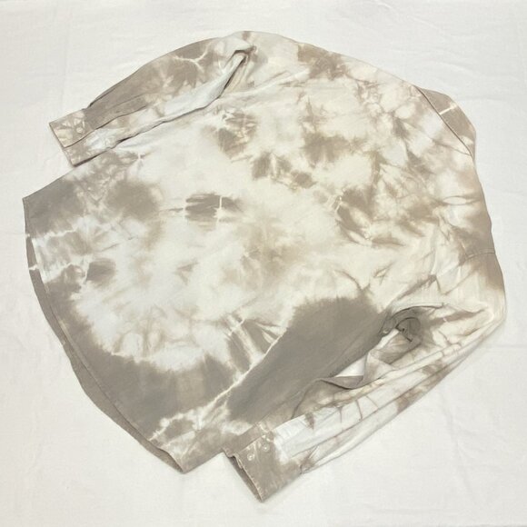 Eighty Eight Long Sleeve Collared Button Up Watercolor Stripe Shirt White Tan XL - Picture 9 of 11